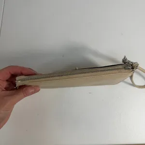 Coach Wristlet Wallet Turnlock Snakeskin Trim‎ Leather Beige ID Pockets NO FOB thumbnail 6