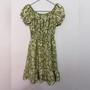 AZ women’s Size S Green Floral Dress Elastic Waist Puff Sleeves NWT/M(E28)✨ thumbnail 11