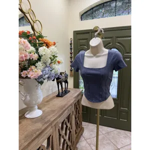 NWT Abercrombie & Fitch "Chance or Faith" Blue Corset Style Crop Top – Size Smal thumbnail 2