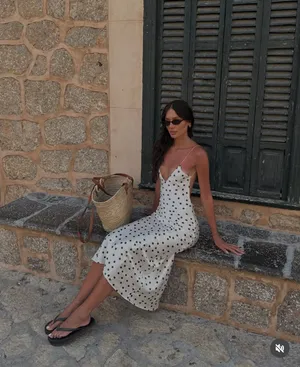 Zara Elegant Polka Dot satin effect Slip maxi Dress thumbnail 5