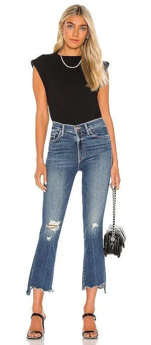MOTHER $248 The Insider Crop Step Chew‎ Jeans in Dancing on Coals Sz 24 thumbnail 1