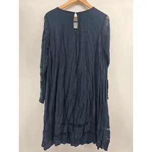 Sundance Dress Womens Medium Boho Lace Trim Long Sleeve Navy Blue EUC thumbnail 3