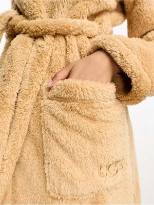 UGG Aarti Hooded Teddy Sherpa Fleece Robe in San Camel Beige NWT Sz. M thumbnail 15