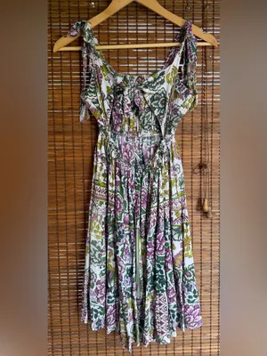 Vintage Angie Floral Tie Shoulder Open Back Dress Medium thumbnail 5