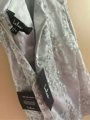 Lulus Blissful Blossoms Silver Sequin Backless Mini Dress Size Small Cocktail thumbnail 5