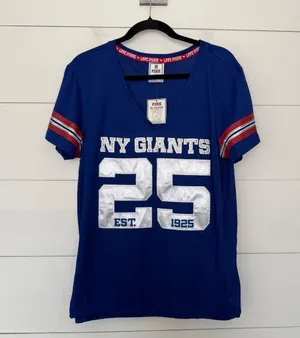 Victoria’s Secret Pink Women’s Large Blue NY Giants Y2K 2000s Jersey New thumbnail 1