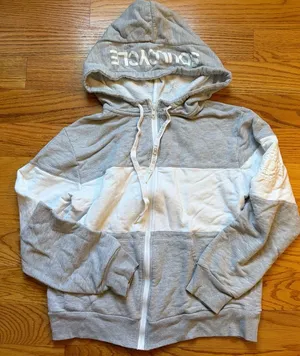 Soulcycle Grey and White Colorblock Zip Hoodie size large thumbnail 1