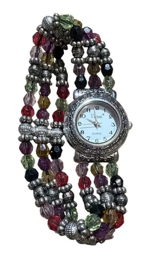 Vivani Women's Multicolor Beaded Stretch Band Quartz Watch thumbnail 1