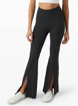 Lululemon In The Groove High Rise Flare Pant Size 2 Black Split Hem Athleisure thumbnail 1