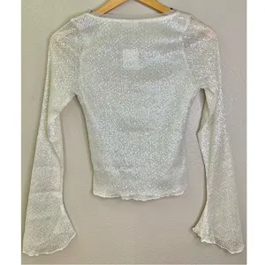 NWT Free People Late Night Disco Layering Top Sequin White Snowing Combo thumbnail 9