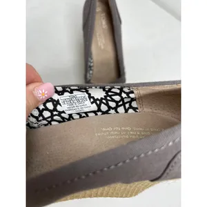 Toms Ash Gray “Calypso” Espadrille Slip On Canvas Comfort Wedge Womens 8.5 Nwob thumbnail 8