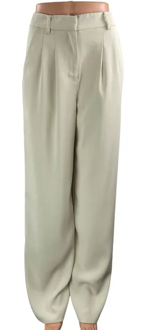 French Connection Women White Ivory Pleated High Rise Wide Leg Trousers Pants 28 thumbnail 1