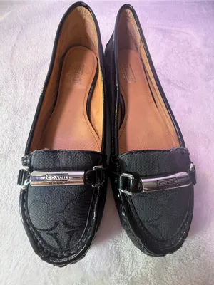 Coach Black Signature Canvas Slip-On Loafers with Metal Trim thumbnail 10