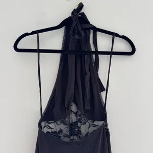 INDAH Viscose Spandex Halter Maxi Dress Lace Cutout Detail thumbnail 3