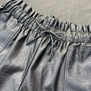 🖤 NWT Schhjzpj Size XL Black Vegan Leather Drawstring PaperBag Shorts 🖤 thumbnail 4