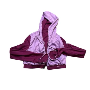 🧥 Vintage Nike Purple Crop Hoodie Reversible Satin Zip Up‎ S ✨ thumbnail 5