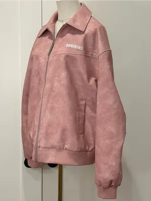 88Rising Pink Faux Leather Bomber Jacket Large Kpop Grunge Y2K Streetwear Edgy thumbnail 4