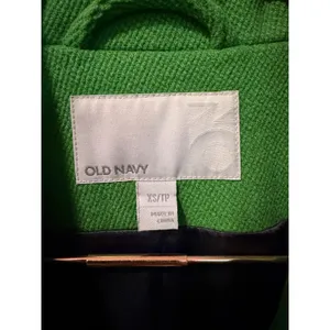 Old Navy Womens Pea Coat XS Green Wool Blend Double Breasted Pleated Puff Sleeve thumbnail 4