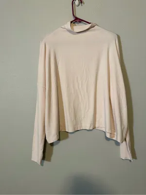Free People movement cream mock neck, long sleeve shirt XS $108 thumbnail 4