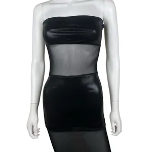 superdown Sheer Panel Black Strapless Maxi Dress thumbnail 4