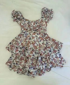 Altar'd State Cream Floral Ruffle Romper with Pink & Mauve Blooms thumbnail 1