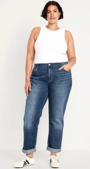 Old Navy Women's Mid Rise Boyfriend Dark Wash Jeans Size 16 Tall NWT thumbnail 1