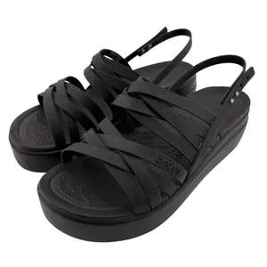 Crocs Brooklyn Strappy Low Wedge Sandal Black Women 10 Comfort Platform Y2K thumbnail 1