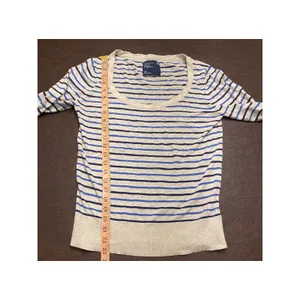 Vintage 2009 American Eagle Blue Stripe Boat Neck Sweater Top L thumbnail 6