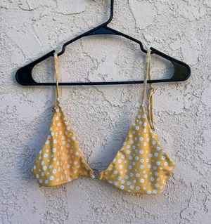 M White Daisy Yellow Triangle Bikini Top thumbnail 1