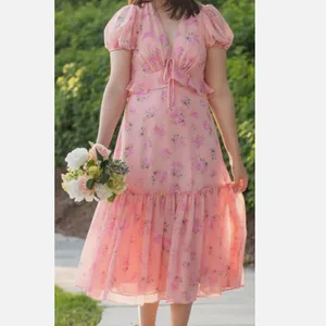 LoveShackFancy Pink Floral Midi Dress thumbnail 13