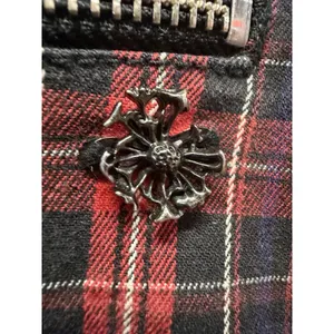 Maison Scotch Red Plaid Punk Goth Biker Skinny Pants Women's Size 27 Soda S&S thumbnail 6