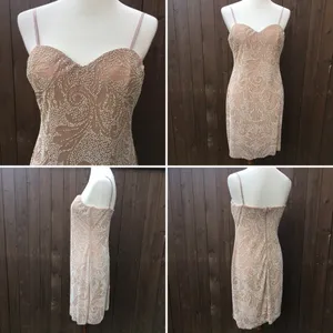 Moda International Nude & Cream Bead Dress Size 6 thumbnail 3