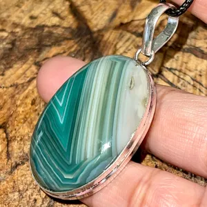 Botswana Agate Pendant 2” Green thumbnail 1