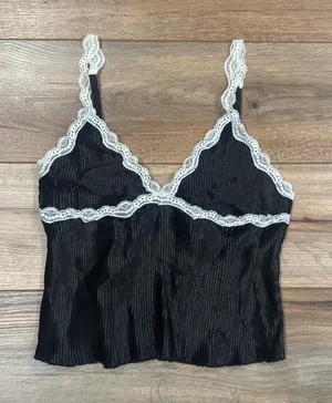 FOREVER 21 Romantic Lace Trim Pleated Cami Tank Top | Women’s Size Medium thumbnail 1