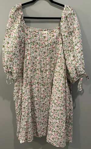 Hayden Floral Puff Sleeve Square Neck Babydoll Dress thumbnail 3