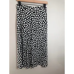 Banana Republic Womens XS Polka Dot Midi Skirt‎ Black White Retro thumbnail 2