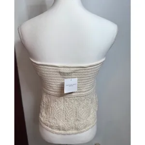 American Eagle Women XL Cream Crochet Strapless Tube Top Pointelle Cutout NEW thumbnail 3