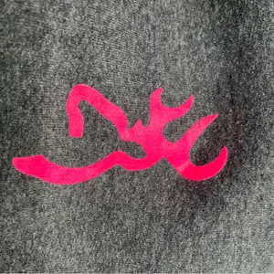 Jerzees Nublend Hoodie Sweatshirt With Pink Deer Head Decal Front/Back M Gray thumbnail 3