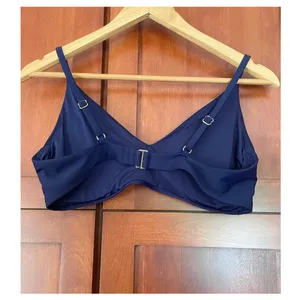 Quince Italian V-Neck Bikini Swim Top Deep Navy Blue Size XL NEW thumbnail 4