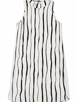 Mud Pie Women’s Sleeveless Black & White Striped Shift Dress‎ Size Small thumbnail 1