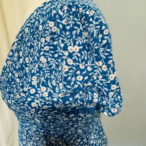 Princess Polly Blue Floral‎ V Neck Mini Dress Short Sleeve Flounce Hem Size 6 thumbnail 6
