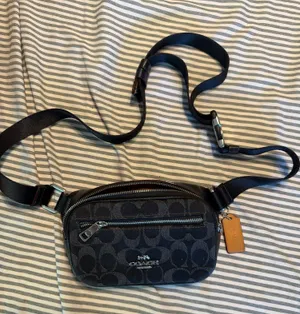 Coach Belt Bag In Signature Denim and Black Leather thumbnail 1