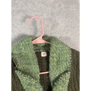 Guinevere Anthropologie Women's S Green Cable Knit Wool Blend Cardigan Sweater thumbnail 8