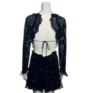 Fame & Partners Kye Star Print Ruffle Open Back Mini Dress Size 2 NWT thumbnail 9