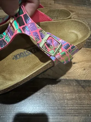 Birkenstock Gizeh Gator Gleam Raspberry Sandals US 7 7.5 new no tag thumbnail 3