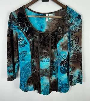 Sami + Jo Velvet Burnout Top Women M Boho‎ Festival Paisley Y2K Fairy Grunge thumbnail 1