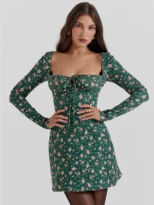 House of CB Malika Green Floral Corset Mini Dress thumbnail 1