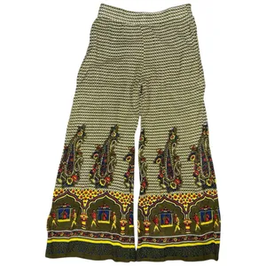 Earthbound Boho Paisley Palazzo Pants Wide Leg Flowy Festival Large Mughal Motif thumbnail 2
