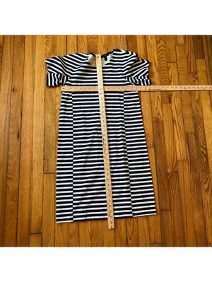 J. Crew NWOT Women's Short Sleeve Black White Striped Cotton Tunic Dress Size S thumbnail 4