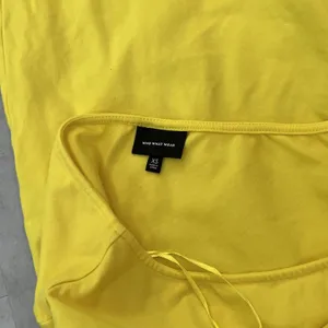 Who What Wear Yellow One Shoulder Midi Dress Asymmetrical Short‎ Sleeve XS thumbnail 5